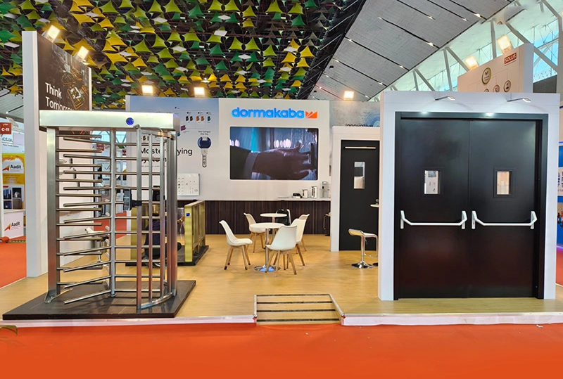Dormakaba exhibition stand at FSIE 2025, Delhi, 64 sqm
